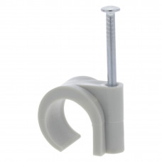 SPIJKERCLIP ROND 16-19MM PVC GRIJS BLISTER A 20 STUKS