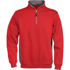 FRISTADS SWEATSHIRT MET KORTE RITSSLUITING 1705 DF M ROOD/GRIJS