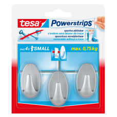 TESA POWERSTRIPS SMALL OVAAL MAT CHROOM 0 0 GRIJS