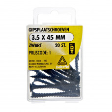 GIPSPLAATSCHROEVEN ZWART 3.5X45 DOOSJE VAN 20 STUKS