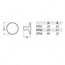 HERMETA KNOP ROND 35MM + BOUT M4 ZWART 3752-70E