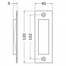 HERMETA SCHUIFDEURKOM 120X40 MM, RECHT ZWART 4556-07E