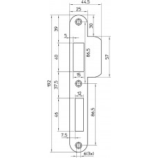 RVS SLUITPLAAT LINKS AFGEROND P646/17