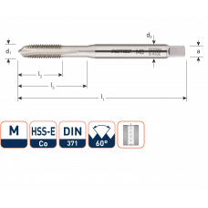 HSS-E MACHINETAP 'OPTI', DOORLOPEND, DIN 371, M10