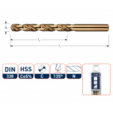 HSS-E SPIRAALBOOR, DIN 338, TYPE N, ø13,0 / IN ETUI