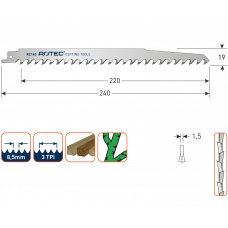 RECIPROZAGEN BRANDHOUT/VOCHTIG HOUT 190MM RC140 / 1542K (VPE 5 STUKS)